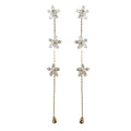 Diamond Daisy Gold Duster Drop Holiday Earrings