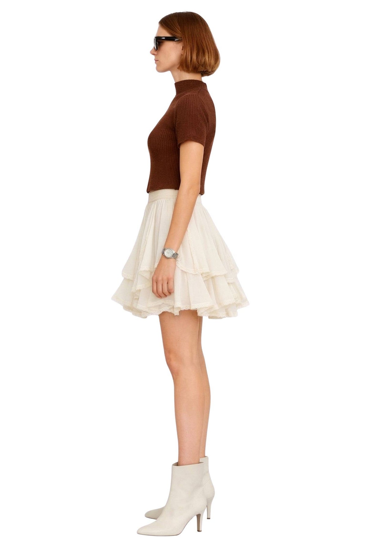 Layered Lace Trim Mini Skirt