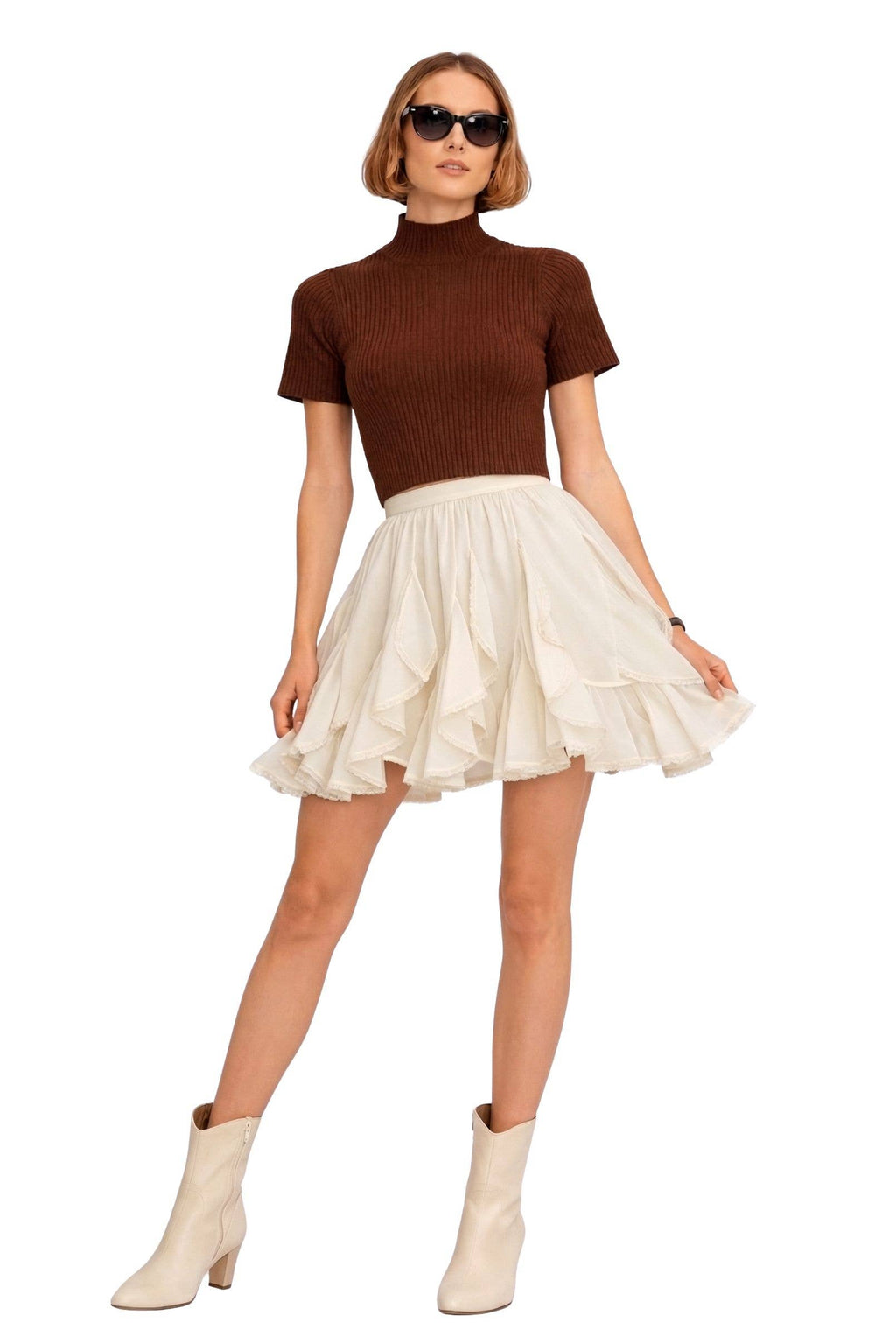Layered Lace Trim Mini Skirt