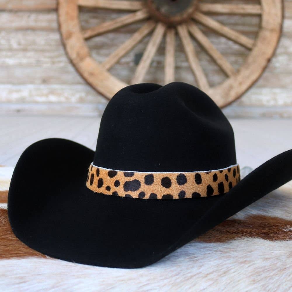 Spotted Print Leather Hat Band - Sahara