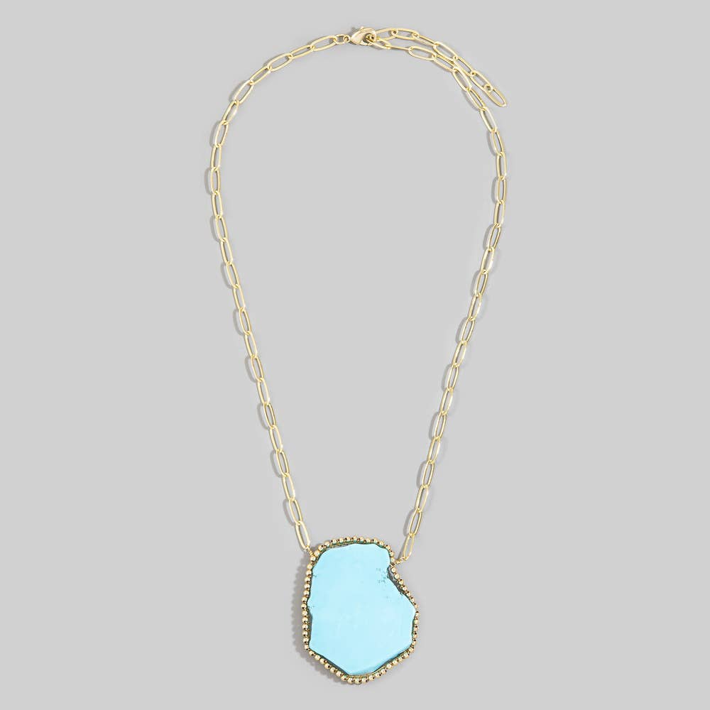 Genuine Turquoise Slab Pendant Necklace