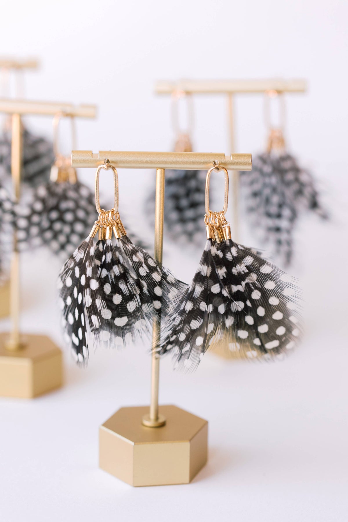 Spotted Feather Fall Statement Tassel Earrings
