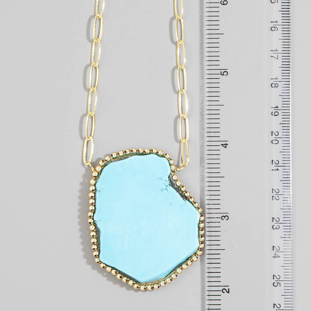 Genuine Turquoise Slab Pendant Necklace