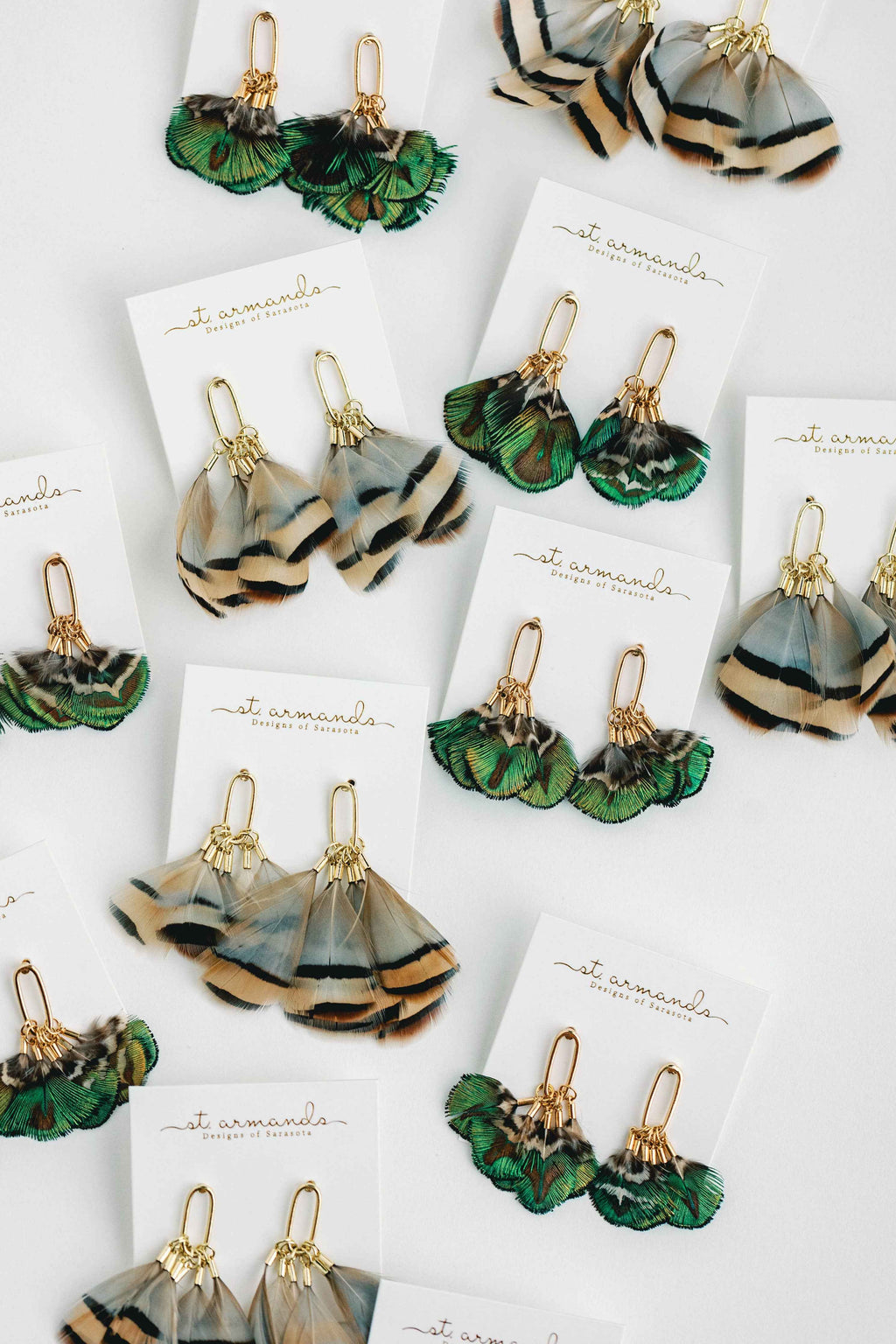 Mallard Fall Feather Tassel Statement Earrings