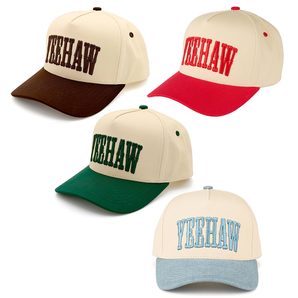 C.C YEEHAW Embroidery Two Tone Cotton Trucker Cap