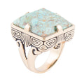 Square Statement Blue Turquoise Golden Ring