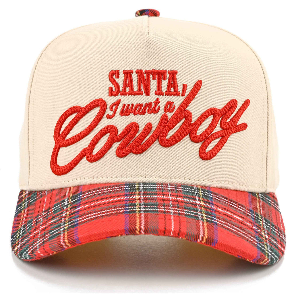 C.C SANTA I WANT A COWBOY Letter Embroidered Trucker Cap