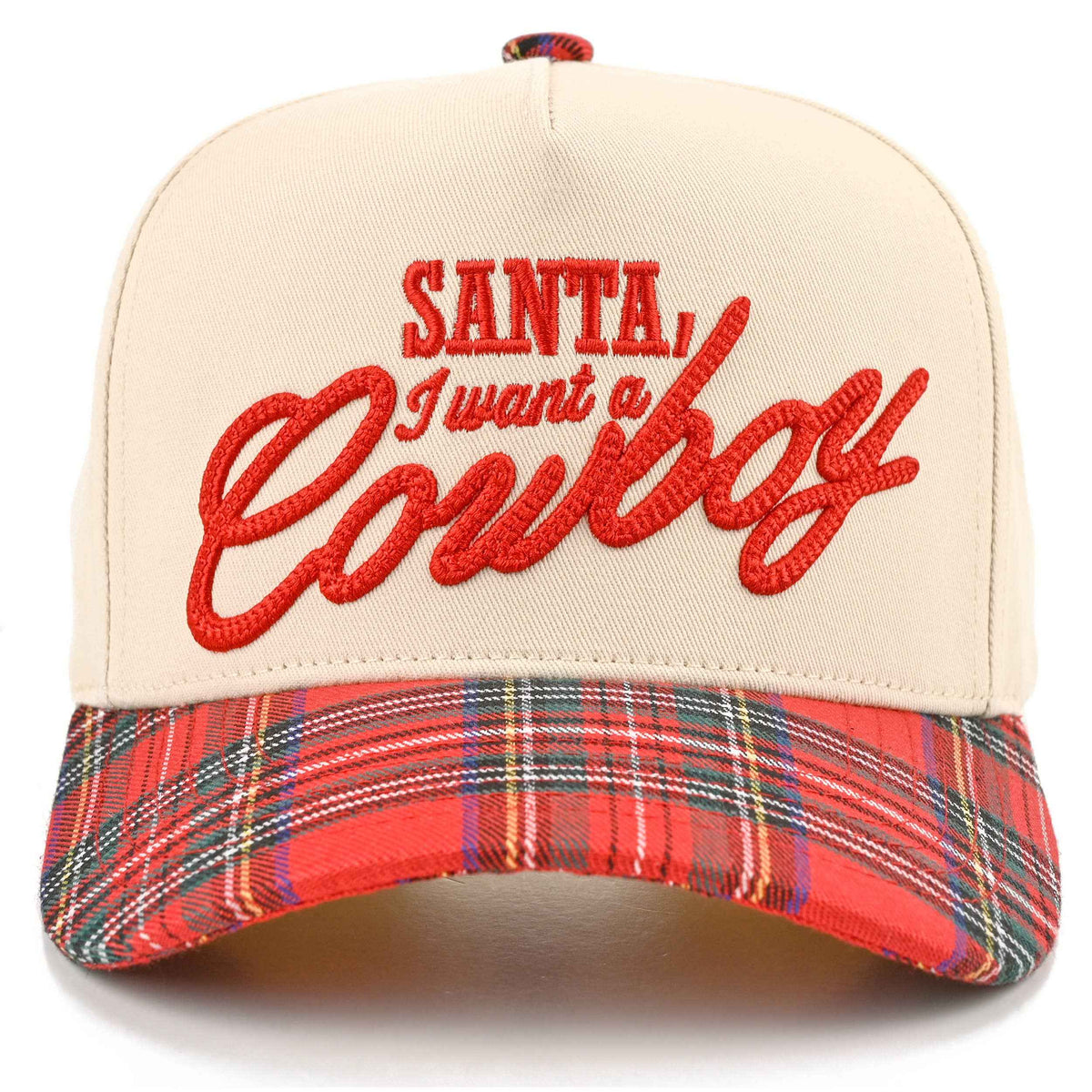 C.C SANTA I WANT A COWBOY Letter Embroidered Trucker Cap