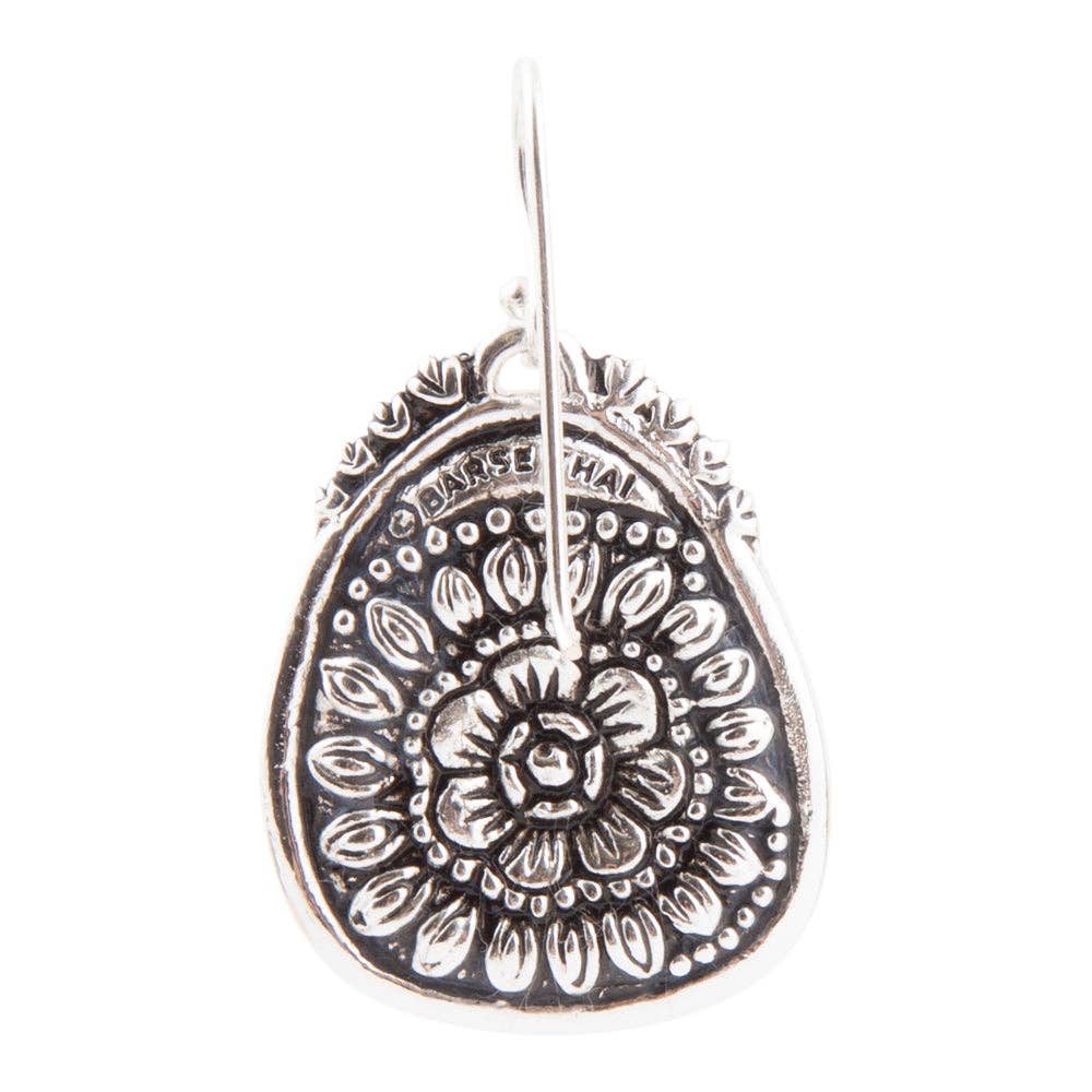Agave Genuine Blue Turquoise and Silver Drop Earrings