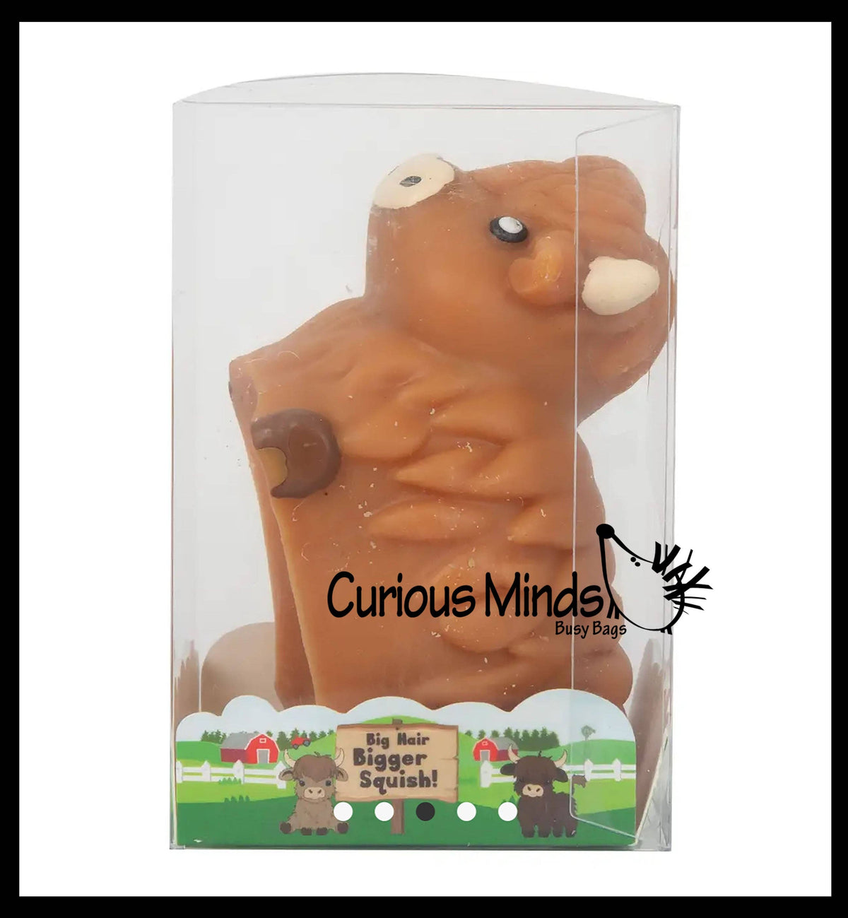 Highland Cow Large Mochi - Cute Animal Gummy Mochi Fidget Squishy Animals - Cute Individually Wrapped Toys - Sensory, Stress, Fidget Party Favor Toy