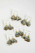 Brown Striped Fall Feather Statement Tassel Earrings