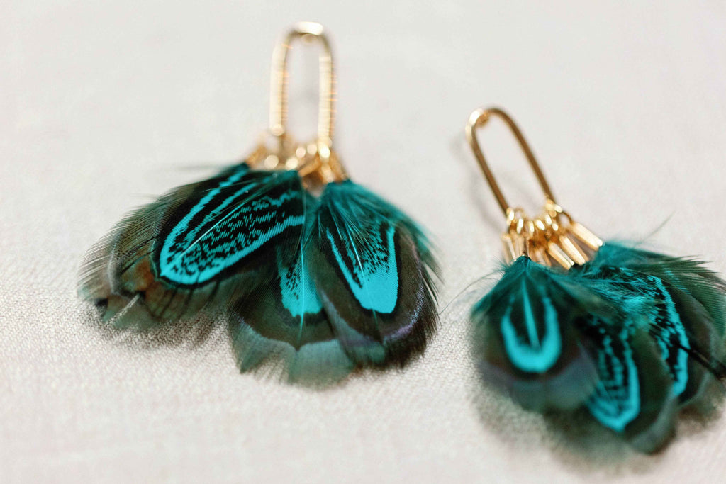 Peacock Feather Fall Statement Tassel Earrings