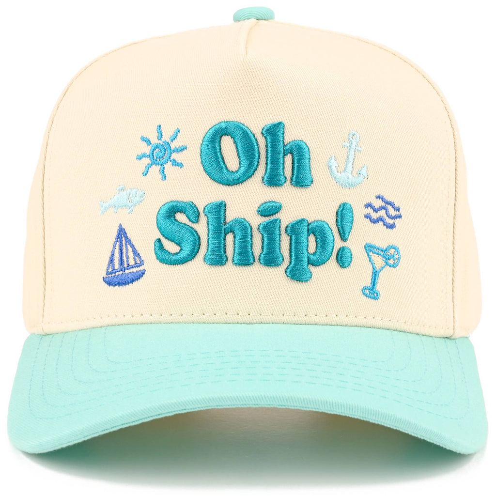 C.C OH SHIP Letter Embroidered Two Tone Trucker Hat