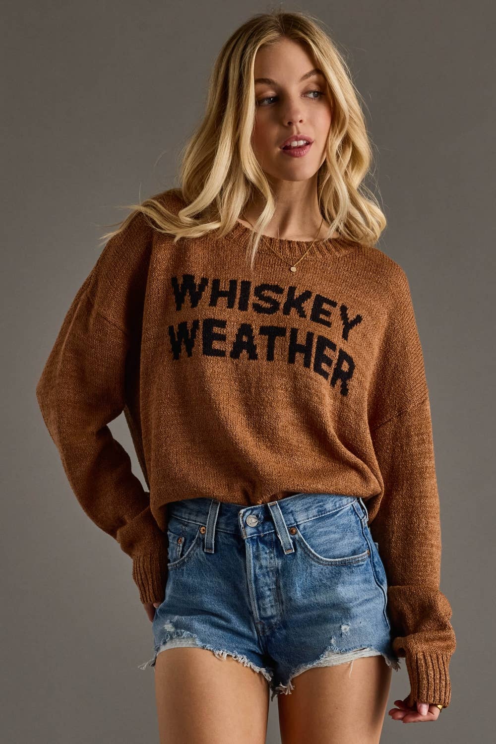 Brown “Whiskey Weather” Sweater