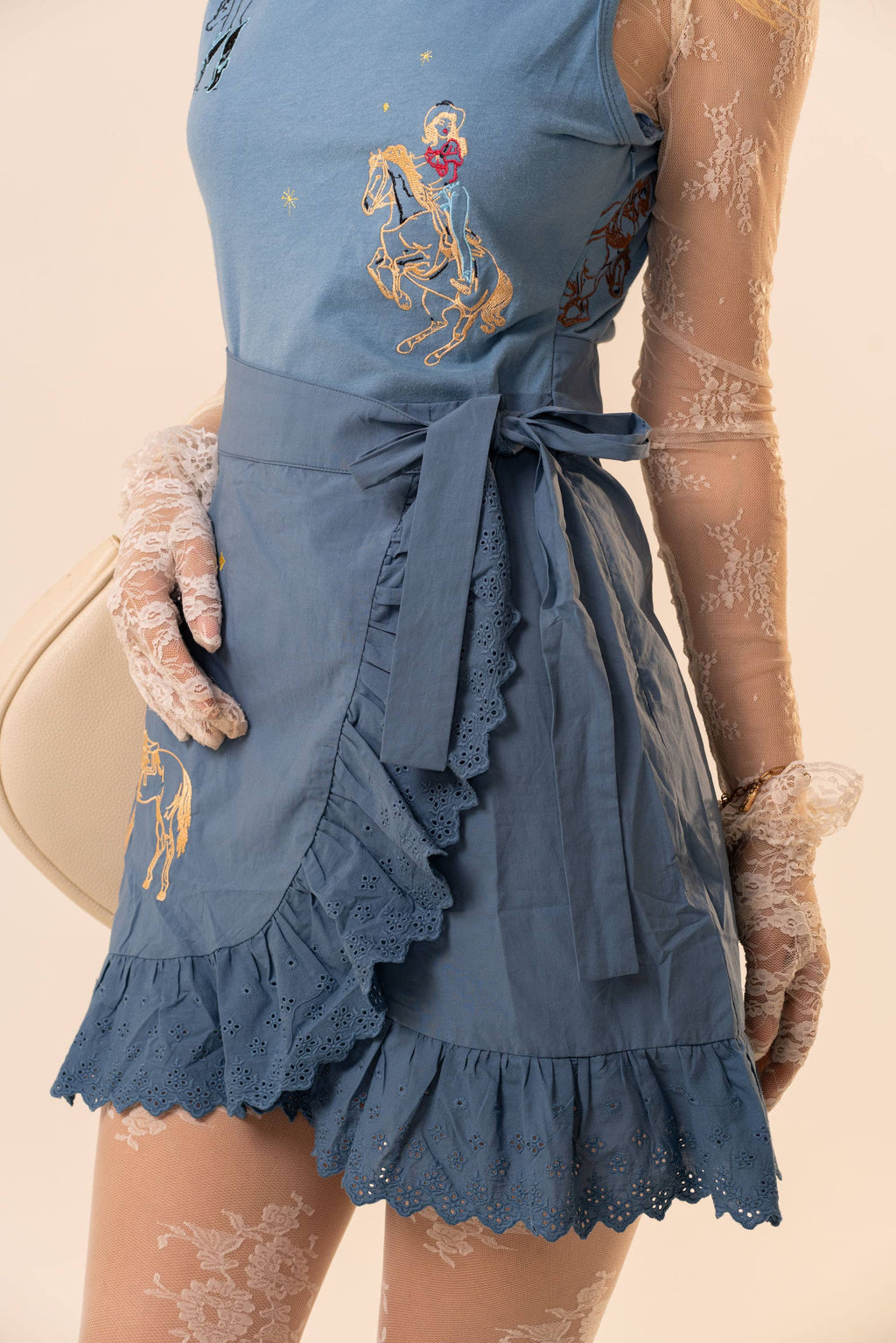 Western Embroidery Ruffle Hem Dress